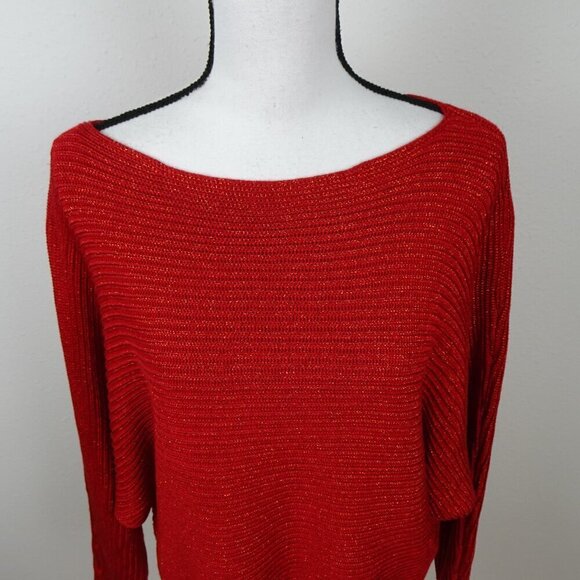 Ralph Lauren Metallic Sweater Top Women's Plus Size 2X Red Boat Neck - Picture 4 of 12